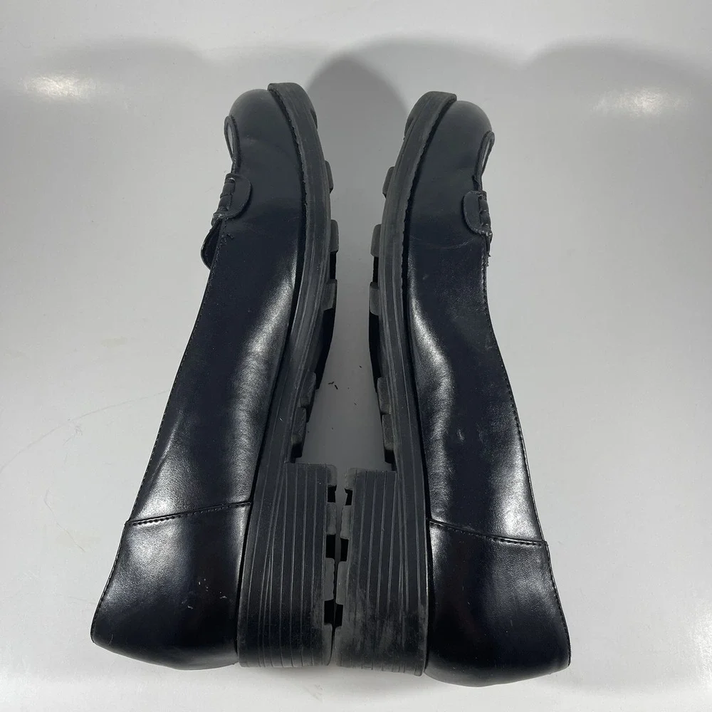 Hot Cakes Chunky Lug Heel Sole Platform Penny Loafers Sz 10 Black Vtg Y2K